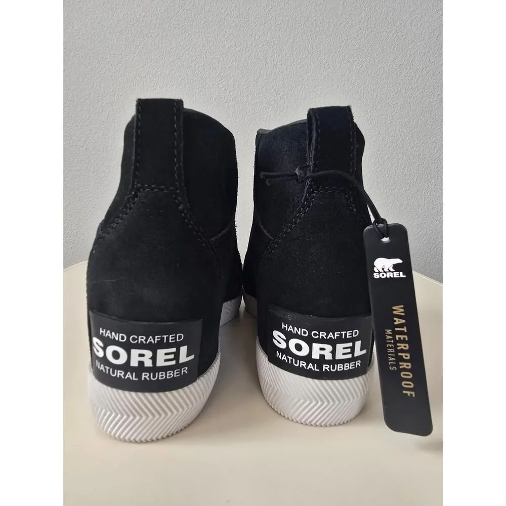 Sorel Waterproof Black Suede Wedge Sneaker Boot 8.5 NWT Fall Athleisure Travel